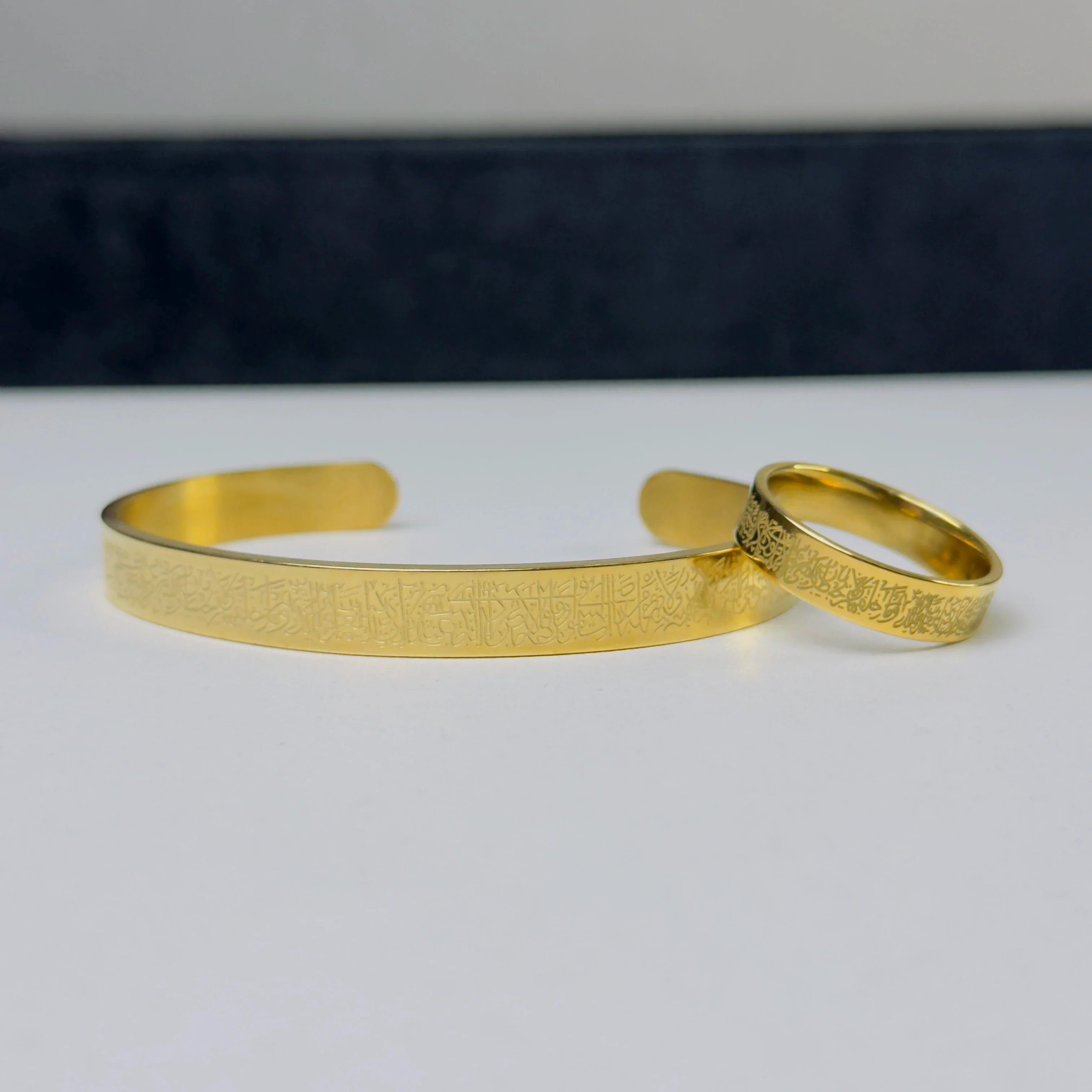 Gold Ayat-ul-Kursi Cuff & Ring Set - Image 3