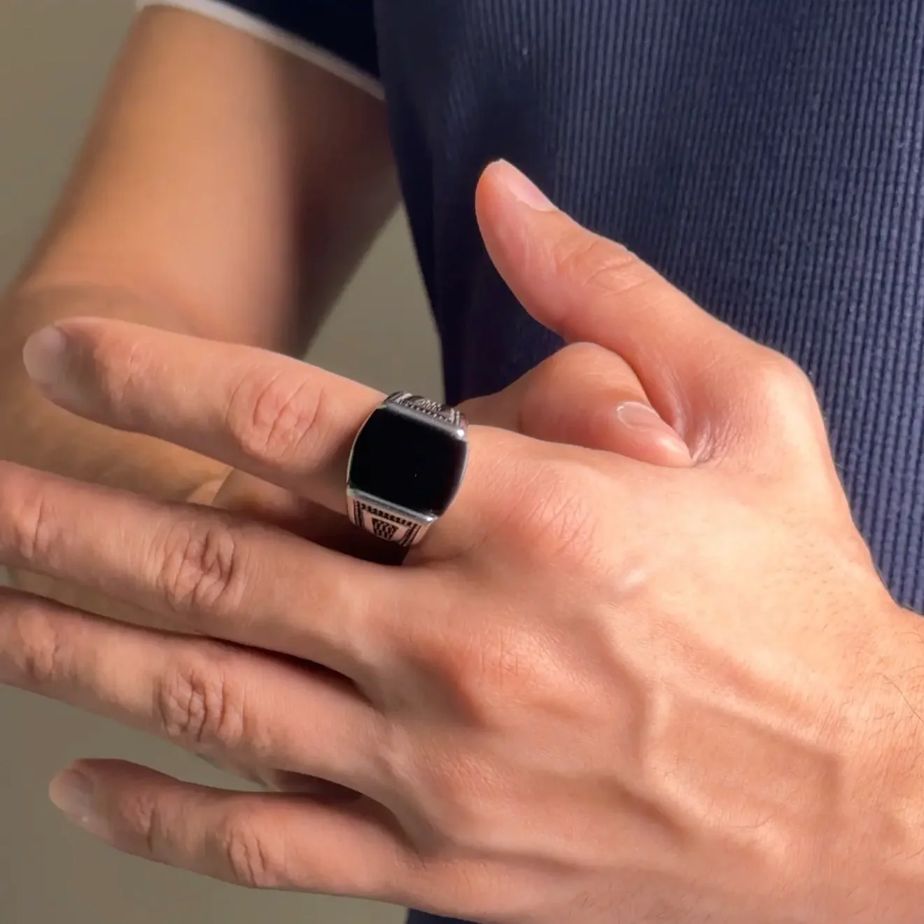 Onyx Square Sterling Ring - Image 4
