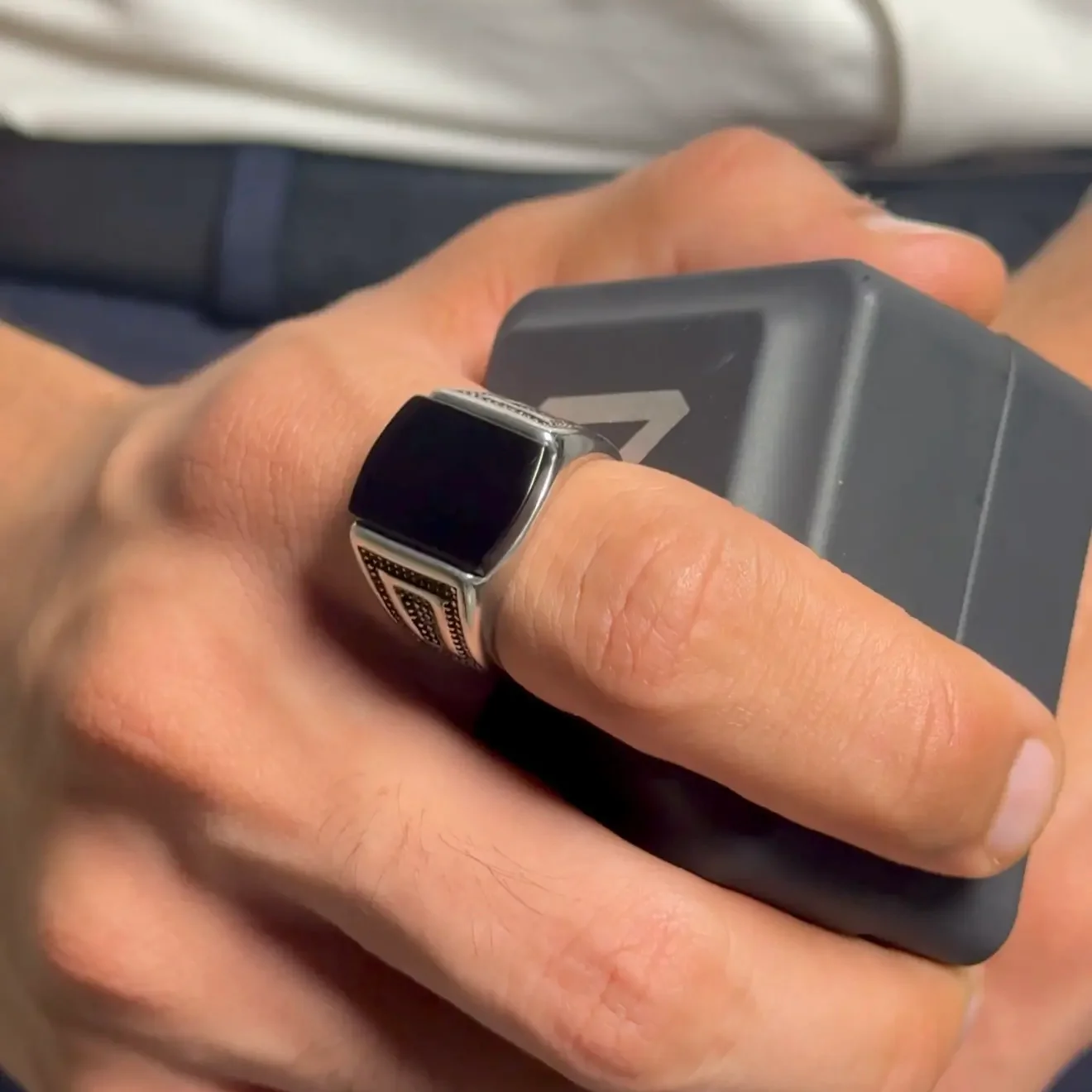 Onyx Square Sterling Ring - Image 6