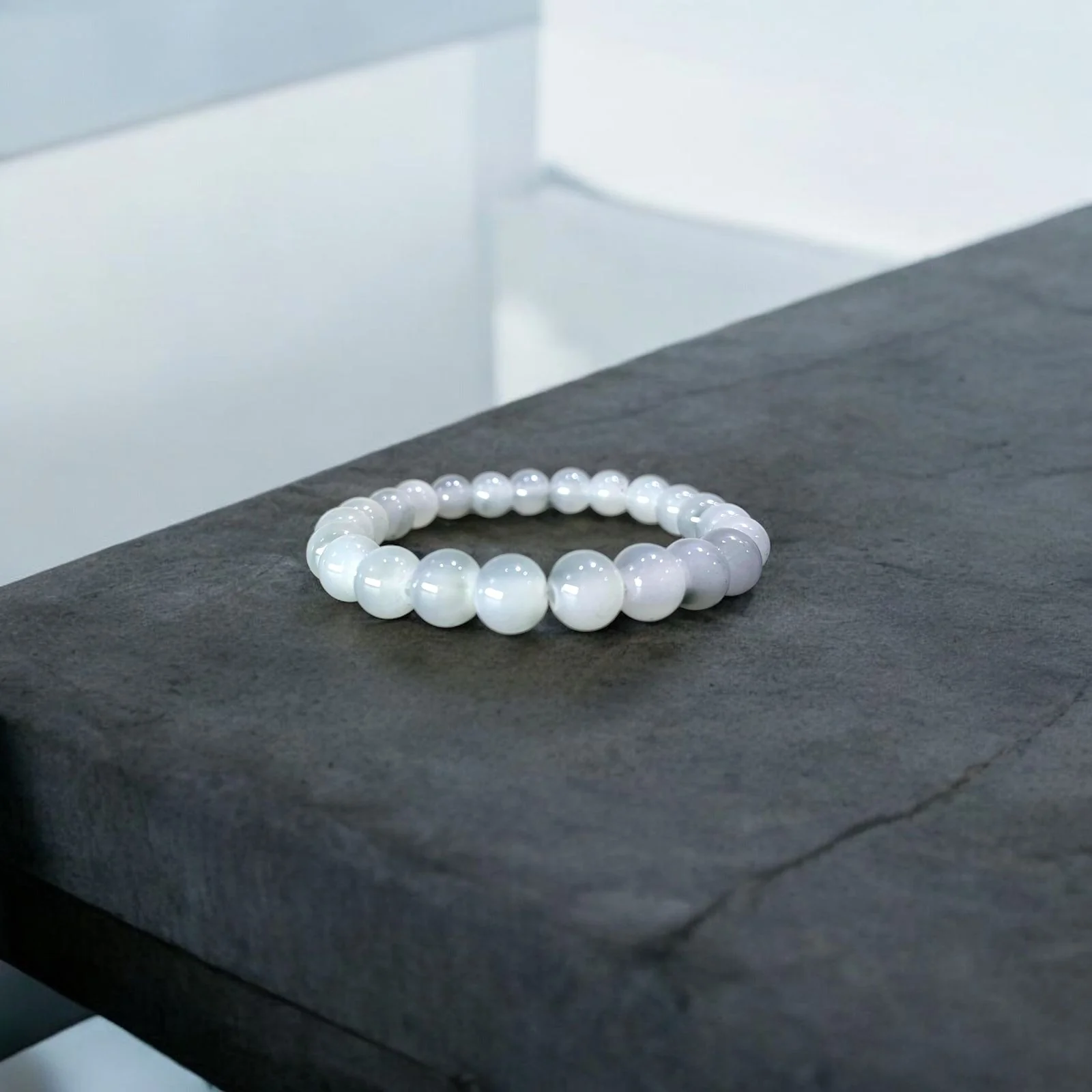 Smoky Quartz & White Agate Beads Bracelet - Image 3